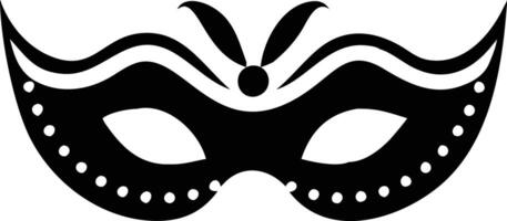 Ornate Black Mask with Decorative Details on Transparent Background Design Element vector