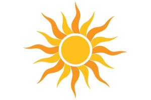 Yellow Orange Sun Design with Pointed Rays on a White Isolated Background vector
