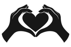 Black Hand Heart Symbol Forming Silhouette On Transparent Background Icon vector