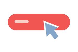 Red Toggle Button, Slider Control, with Blue Pointer Arrow on a White Background vector