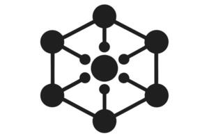Black Silhouette Atom Structure, Connection with Balls, Transparent Background, Design vector