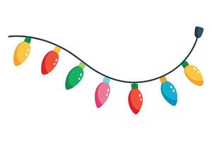 Colorful Cartoon String Lights with Cord on White Background vector