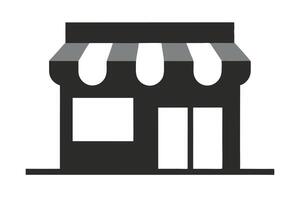 Storefront Icon with Awning, Window, and Doors on Transparent Background vector