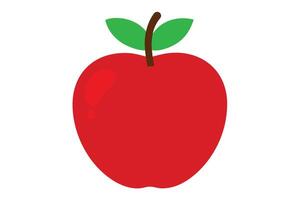 Red Apple with Green Leaves on a White Background Design vector