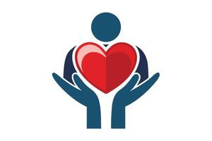 Person Holding Red Heart Flat Design Icon With Blue Arms and Transparent Background vector