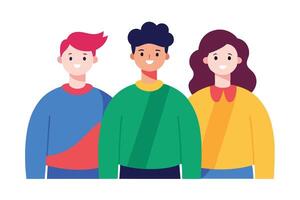 Diverse Group Illustration, Flat Design Style, Smiling People on Transparent Background vector