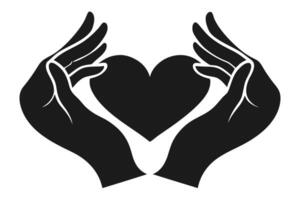 Heart Held by Two Hands Silhouette Isolated on Transparent Background Love Symbol vector