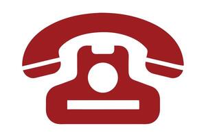 Red Retro Telephone Icon Isolated On White Background Minimalist Phone Design vector