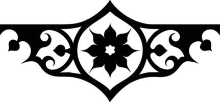 Ornate Floral Design, Decorative Element with Curlicues and Sharp Petals, Transparent vector