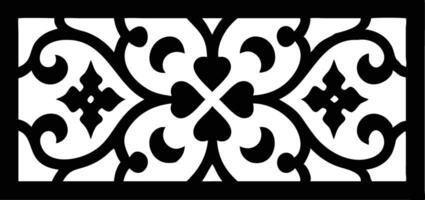 Ornate Black Design with Hearts and Swirls, Rectangle Layout on Transparent Background vector
