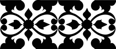 Floral Ornament Border in Black Patterned Repetition on White Background vector
