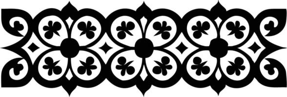 Decorative Black Ornate Border with Floral Elements on a Transparent Background vector