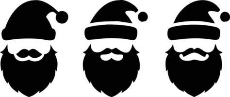 Santa Claus Hat with Beard Silhouette Set on Transparent Background Icons Design vector