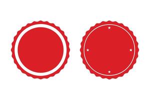 Two Red Round Badges with White Outline Isolated on White Background Design vector
