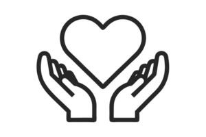 Holding Heart Icon Outline Style with Hands on Transparent Background vector
