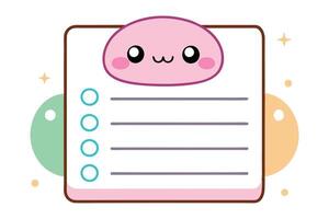 Kawaii Pink Blob ToDo List with Circles and Lines on White Background Design vector