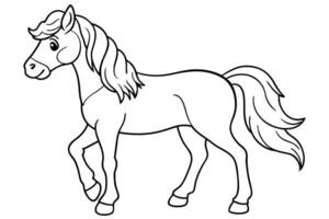 Cartoon Horse Outline with Flowing Mane on Transparent Background vector