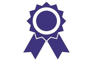 Award ribbon with jagged edge, blue rosette with ribbons on transparent background vector