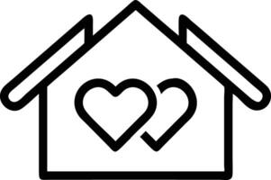 Minimalist Line Art of House Outline with Interlocking Hearts Symbol on Transparent vector