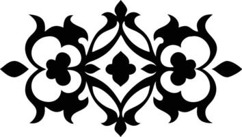 Floral Ornament Design in Black Color on White Background. Seamless Floral Pattern vector