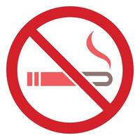 Red Circle with Slash Over Cigarette and Smoke Icon on White Background Design vector