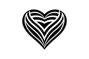 Abstract Heart Shape with Parallel Lines, Stylish Black Design on Transparent Background vector