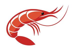 Stylized Shrimp with Bold Red Color, White Background Design vector