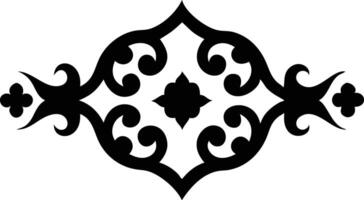 Swirling Floral Silhouette Design with Symmetric Ornament on White Background vector