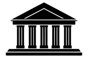 Simple Blue and Orange Greek Temple with Columns and Geometric Design Elements vector