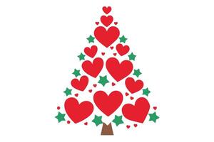 Heart Tree with Stars and Red Hearts on White Background Design vector