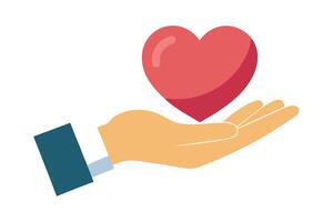 Open Hand Holding Heart Flat with White Background Design vector