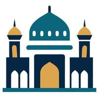 Minimalist Mosque with Dome and Minarets on Transparent Background vector