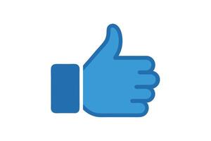Thumbs Up Symbol with Blue Color and White Background vector