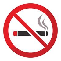 No Smoking Sign Icon with Red Circle and Cigarette with Smoke Isolated on White vector