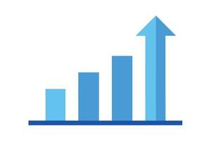 Increasing Blue Bar Graph with Arrow Design on Transparent Background vector