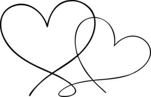 Two Hearts Outline Overlapping on White Background, Minimalist Style Heart Symbol vector