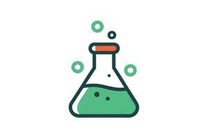 Lab Beaker with Bubbles Icon Chemical Reaction Isolated on White Background vector