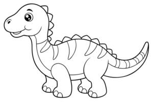Cute Cartoon Dinosaur Outline with Spikes and Stripes on a Transparent Background vector