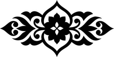Elegant Floral Ornament Pattern Design in Black on White Background, Decorative Motif vector