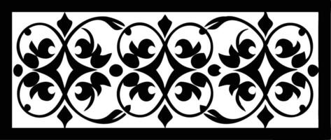 Elegant Black Floral Swirls Design with Rectangular Border on Transparent Background vector