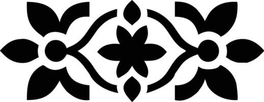 Floral Ornament Design with Abstract Petals and Leaves, Black Silhouette on White vector