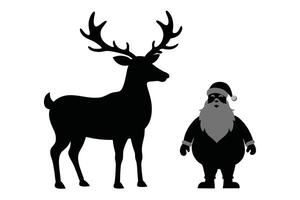 Santa Claus and Reindeer Silhouette Design with Transparent Background vector