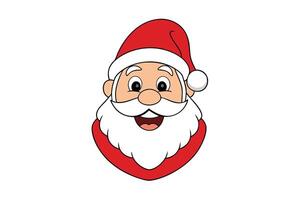 Cheerful Cartoon Santa Claus Face with Red Hat and White Beard on Transparent Background vector