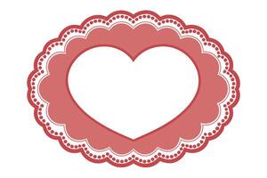 Decorative Heart With Scalloped Edge In Dusty Rose On White Backdrop vector