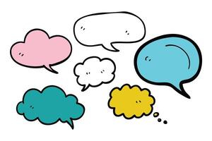 Colorful Handdrawn Speech Bubbles with Thick Outlines on a Transparent Background vector