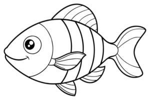 Smiling Cartoon Fish Outline With Fins On Transparent Background vector