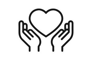 Two Hands Holding a Heart Outline Icon on Transparent Background vector
