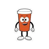 Smiling Cartoon Coffee Cup with Hands, Feet, and Eyes on Transparent Background vector