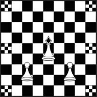Stylized Chessboard with Bishop and Pawns on Chess Board Isolated Design vector