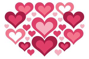 Heart Collection Pink and Red Hearts, Layered Design, White Background, Valentine's Theme vector
